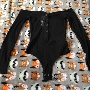 Black off shoulder bodysuit